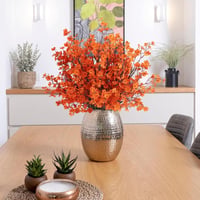 N&T NIETING Művirág Fátyolvirág Szett - 12 db Narancssárga Őszi Élethű Gypsophila Dekoráció Esküvőre, Asztaldíszhez, Csokrokhoz, 30 cm 2