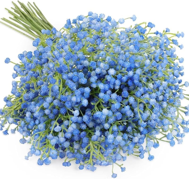 N&T NIETING Művirág Gypsophila Kék 10 Darabos Csomag Mesterséges Virágok Esküvő Lakásdekoráció Színtartó