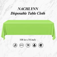 NACHLYNN 6 ks jednorazových obrusov 137x274 cm, šalviovozelené, vodoodolné obdĺžnikové obrusy na záhradnú párty, svadbu a narodeninovú oslavu 2