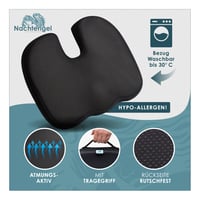 Nachtengel ortopedický vankúš z pamäťovej peny – Medium 60-90 kg – ergonomický vankúš v tvare U na odľahčenie kostrče do kancelárskej stoličky, do auta a o 6