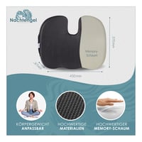 Nachtengel ortopedický vankúš z pamäťovej peny – Medium 60-90 kg – ergonomický vankúš v tvare U na odľahčenie kostrče do kancelárskej stoličky, do auta a o 5
