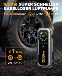 NACKEO 8000 Redresor cu pornire auto 20000 mAh cu compresor 160 PSI, LED 600 lm, afișaj LCD, pentru motoare pe benzină de 12 V și diesel de 12 L 3