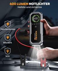 NACKEO 8000 Redresor cu pornire auto 20000 mAh cu compresor 160 PSI, LED 600 lm, afișaj LCD, pentru motoare pe benzină de 12 V și diesel de 12 L 5