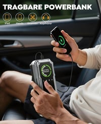 NACKEO 8000 Redresor cu pornire auto 20000 mAh cu compresor 160 PSI, LED 600 lm, afișaj LCD, pentru motoare pe benzină de 12 V și diesel de 12 L 4