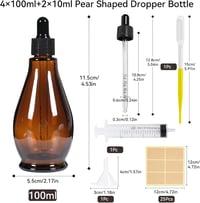 Nadisean 100ml Patika Üveg Szett Pipettás Cseppentő Flakonok Illóolaj Tároláshoz 2