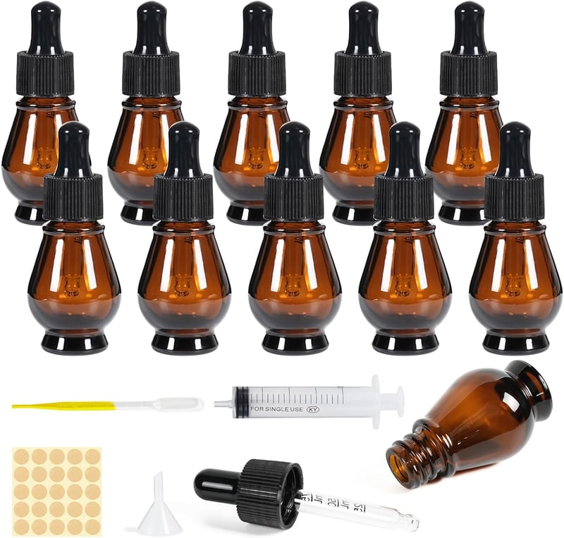 Nadisean 10ml Barna Üveg Pipetta Palack Szett Csepptartó Lényeges Olajhoz