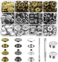 Nadisean 15mm Patentgomb Készlet 300db Fém Fekete Ezüst Bronz Tárolódobozzal 1