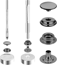 Nadisean 15mm Patentgomb Készlet 300db Fém Fekete Ezüst Bronz Tárolódobozzal 3