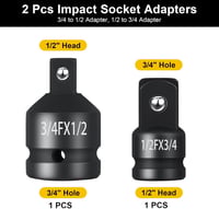 Nadisean 2 részes dugókulcs adapter 3/4"-1/2" Cr-Mo acél ütközőkulcshoz 2