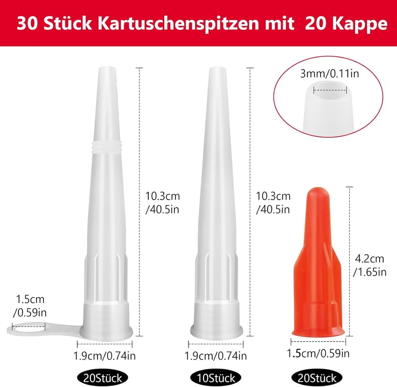 Nadisean 30 db szilikon patron csúcs szett - 20 sapkás + 10 sapka nélküli tippek