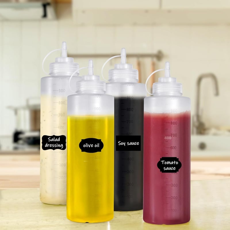 Nadisean 4 db 1000 ml szorítópalack szósz ketchup festékhez szivárgásmentes kupakkal