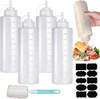 Nadisean 4 db 1000 ml szorítópalack szósz ketchup festékhez szivárgásmentes kupakkal 1