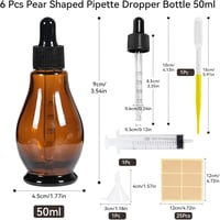 Nadisean 50ml Barna Üveg Cseppentő Palack Körte Alakú Pipetta Szett Tölcsérrel 2