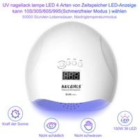 NAILGIRLS 150W LED UV Körömszárító Lámpa - LCD Kijelzővel, 4 Időzítővel, Automata Érzékelővel, Levehető Mágneses Talppal, Műköröm Gél Lakk S 3