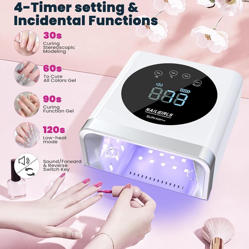 Nailgirls 150W UV Lámpa Géllakk Szárításhoz, Akkumulátoros Körmöslámpa Időzítővel