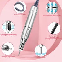 Nailgirls elektrický pilník na nechty 11 v 1, manikúrová a pedikúrová súprava, 35 000 ot./min s LED displejom a nožným pedálom na akrylové a gélové nechty 8