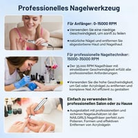 Nailgirls elektrický pilník na nechty 11 v 1, manikúrová a pedikúrová súprava, 35 000 ot./min s LED displejom a nožným pedálom na akrylové a gélové nechty 7