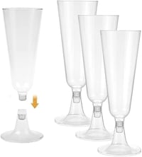 Naisfei 20 db műanyag pezsgőspohár 150 ml átlátszó szár nélküli esküvő parti 4