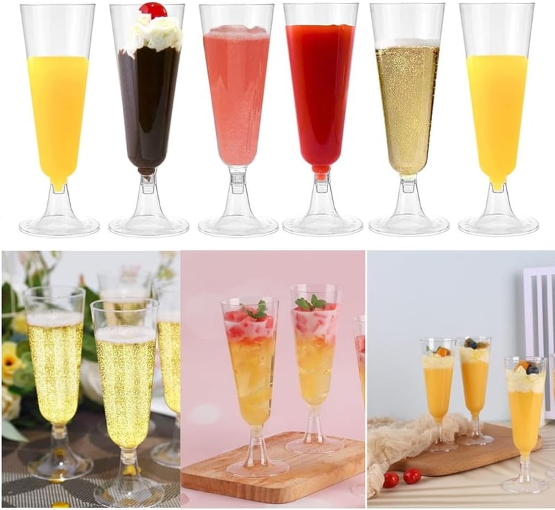 Naisfei 20 db műanyag pezsgőspohár 150 ml átlátszó szár nélküli esküvő parti