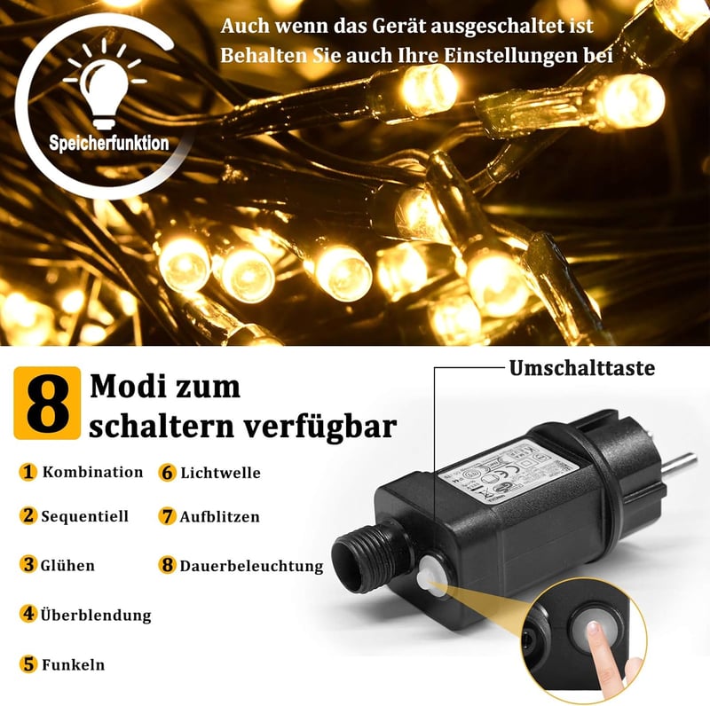 NAIZY 6x4m LED fényhálózat 480 LED meleg fehér dekorációs lámpa beltéri kültéri