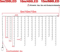 NAIZY Jégcsap Fényfüzér 5m 200 LED Meleg Fehér IP44 Vízálló 8 Világítási Móddal Memória Funkcióval Beltéri Kültéri Karácsonyi Dekoráció 2