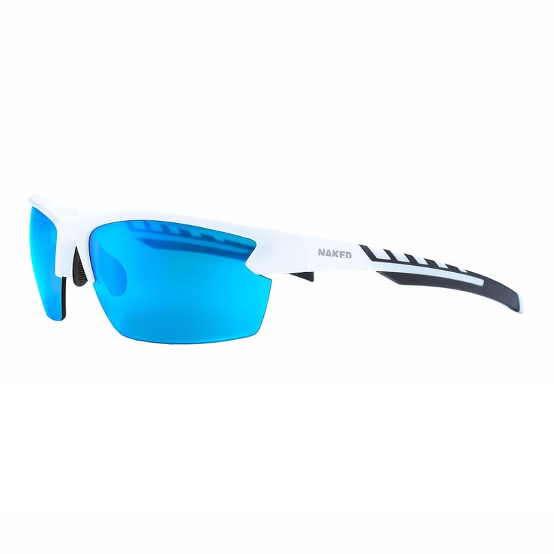Unisex športové slnečné okuliare NAKED Optics Rush - biely rám/modré šošovky