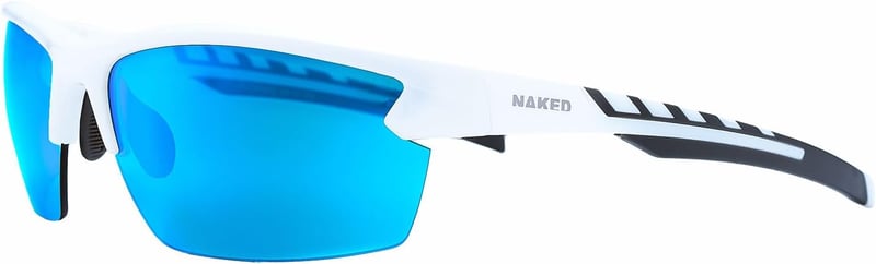 NAKED Optics Sportbrille Unisex Kerékpáros Napszemüveg UV400 Védelemmel - Rush Halfframe White/Lens Blue