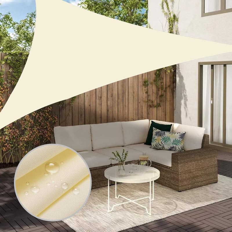 NAKIHOUSE 2x2x2m Vízálló Háromszög Napvédő Sátor Szerelési Készlettel Beige