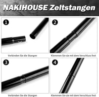 NAKIHOUSE Alumínium Teleszkópos Sátorrúd Szett (2db) - Állítható 40-200 cm, Ponyvához, Napvitorlához, Kempinghez, Tárolótáskával 6