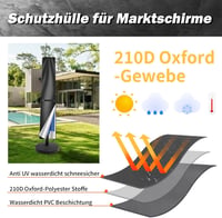 NAKIHOUSE Napernyő Védőhuzat 190x30/50cm Vízálló UV Szűrő Fekete 3