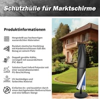 NAKIHOUSE Napernyő Védőhuzat 190x30/50cm Vízálló UV Szűrő Fekete 4
