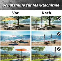 NAKIHOUSE Napernyő Védőhuzat 190x30/50cm Vízálló UV Szűrő Fekete 5