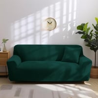 NAKIHOUSE Vastag Bársony Kanapévédő Takaró Sötétzöld 1-4 Személyes Rugalmas Huzat Párnával - 2 Sitzer für Sofalänge 139-175cm, Dark Green 7