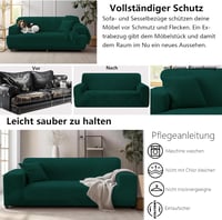 NAKIHOUSE Vastag Bársony Kanapévédő Takaró Sötétzöld 1-4 Személyes Rugalmas Huzat Párnával - 2 Sitzer für Sofalänge 139-175cm, Dark Green 3