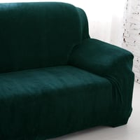 NAKIHOUSE Vastag Bársony Kanapévédő Takaró Sötétzöld 1-4 Személyes Rugalmas Huzat Párnával - 2 Sitzer für Sofalänge 139-175cm, Dark Green 6