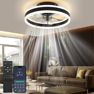 Nalezuns LED stropni ventilator sa svjetlom, 40 cm, 6 brzina, 3 temperature boje, daljinski upravljač, prigušiv, tih