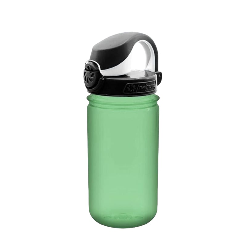 Nalgene Sustain Tritan gyerek kulacs, 340 ml, BPA-mentes, újrahasznosított anyagból, szivárgásmentes, karabinerbarát, világít a sötétben, zö