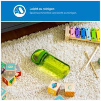 Nalgene Sustain Tritan gyerek kulacs, 340 ml, BPA-mentes, újrahasznosított anyagból, szivárgásmentes, karabinerbarát, világít a sötétben, zö 3