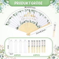 Namalu eukaliptusz mintás hajtogatható bambusz kézi legyező organza tasakkal - fehér - 60 db 4