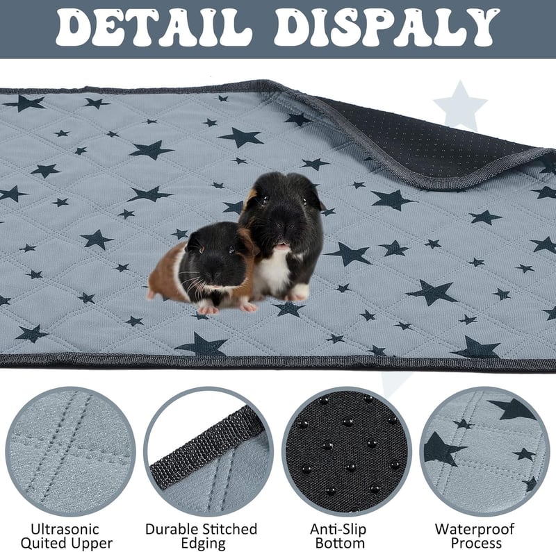 Namalu 8 db Pipi Alátét Tengerimalacnak, Mosható Fleece Pelenka, Csillagmintás Ketrecbetét 30x30cm