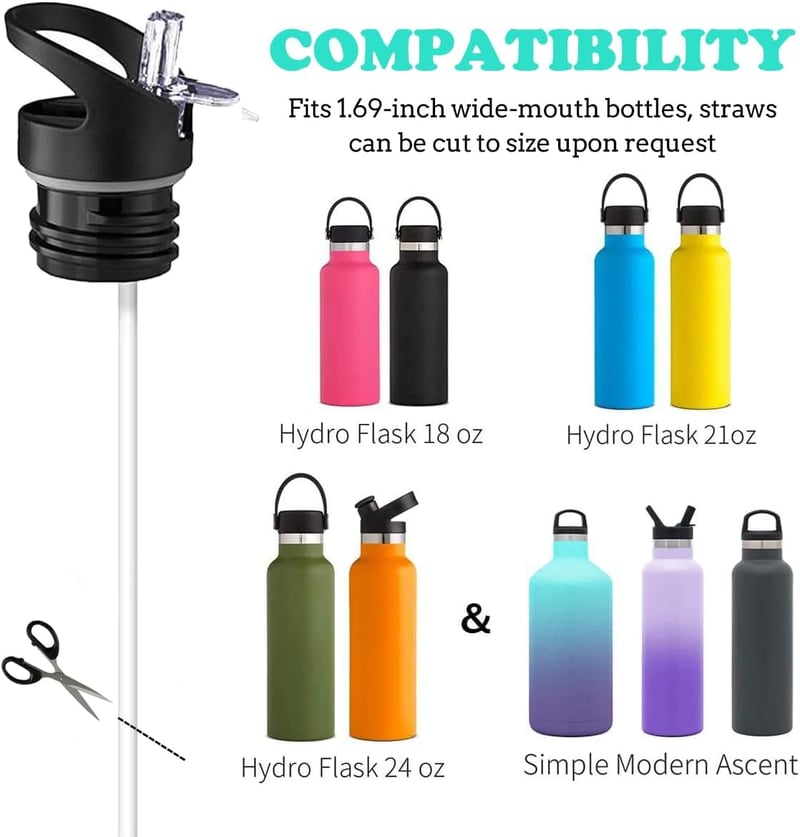 NAMIS Hydro Flask Szívószál Fedél Standard Szájnyíláshoz Ivópalack Kiegészítő - Black