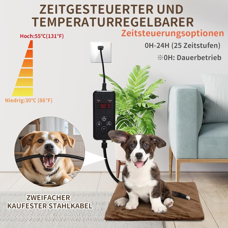 NAMOTEK fűtőszőnyeg kutyáknak és macskáknak állítható hőmérséklettel 50x40 cm pet heating pad