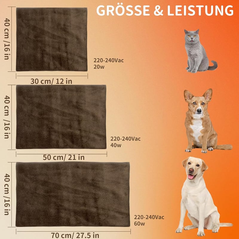 NAMOTEK fűtőszőnyeg kutyáknak és macskáknak állítható hőmérséklettel 50x40 cm pet heating pad