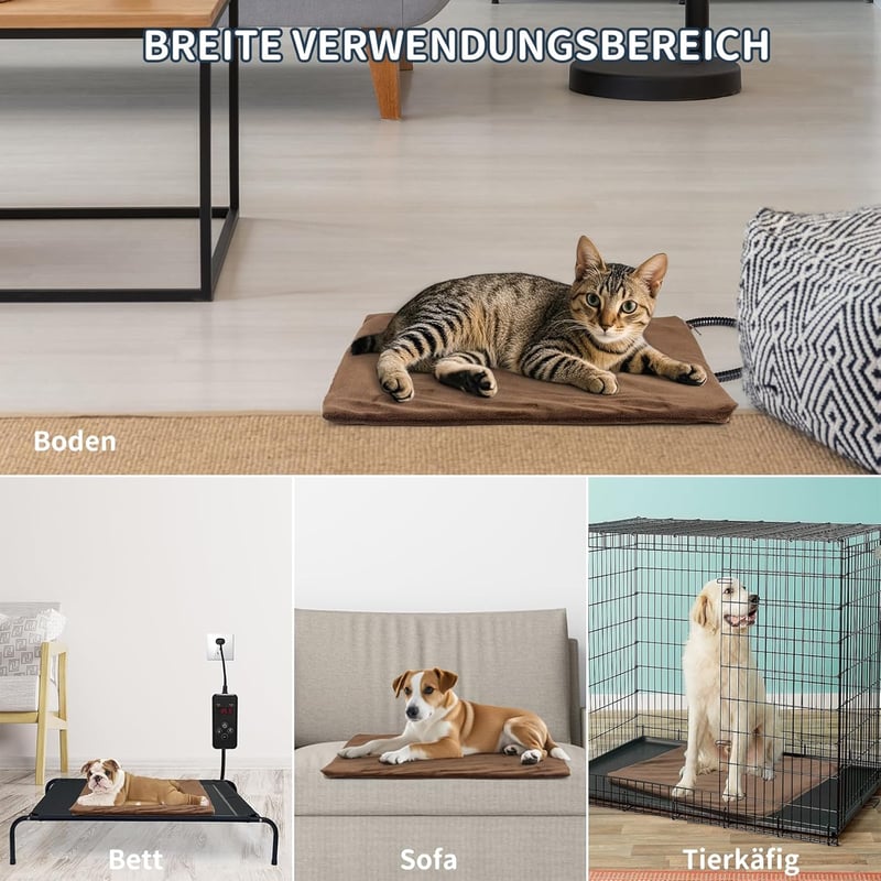 NAMOTEK fűtőszőnyeg kutyáknak és macskáknak állítható hőmérséklettel 50x40 cm pet heating pad