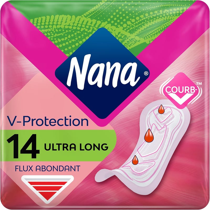 Absorbante igienice Nana Ultra Long pentru flux abundent - 14 bucăți