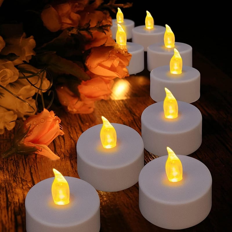 Nancia Flakkó Nélküli Tealight Gyertya 24 db, Meleg Sárga LED, 100 Órás Üzemidő - 24 pack, Pack of 24 Warm Yellow