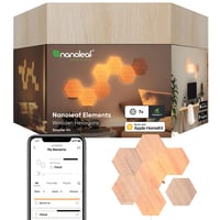 Nanoleaf Elements Hexagons Starter Kit – Set od 7 LED zidnih panela s efektom drva, modularna pametna rasvjeta 1