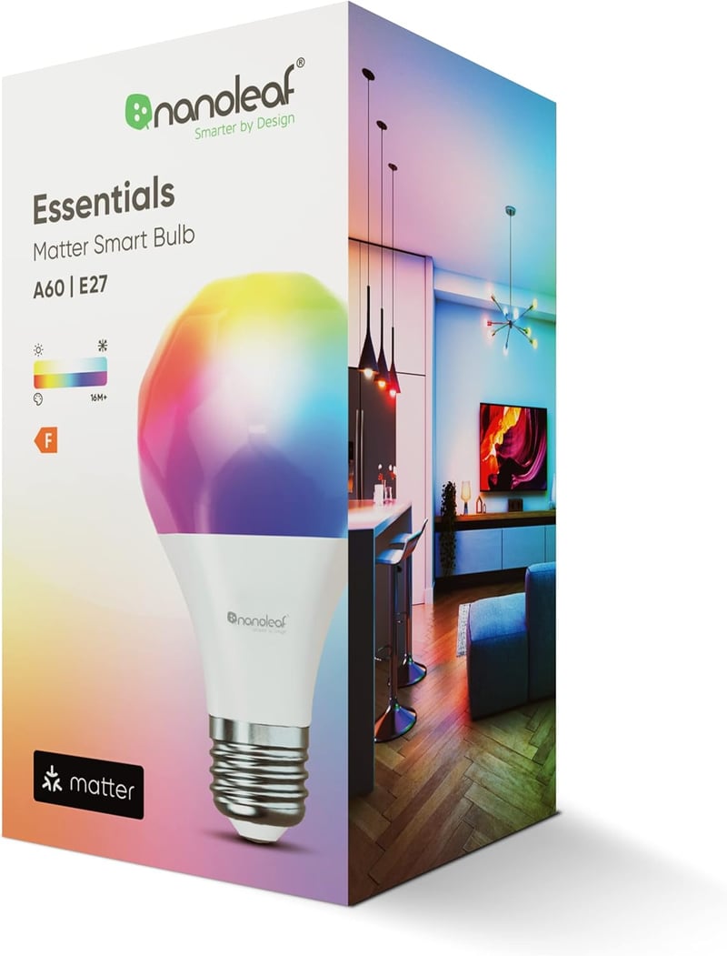 Nanoleaf Matter Essentials E27 RGBW okos LED izzó - 16M szín, Matter, Bluetooth