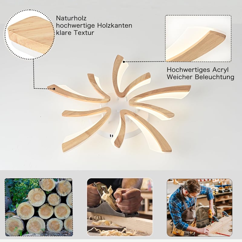Naoeoon LED mennyezeti lámpa fa design 70cm természetes fehér 4000K