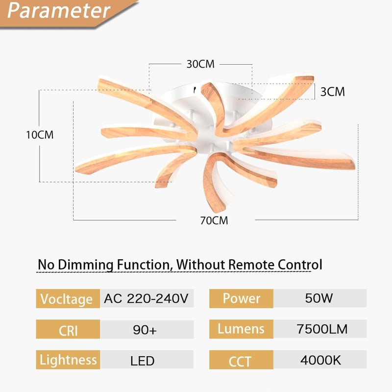 Naoeoon LED mennyezeti lámpa fa design 70cm természetes fehér 4000K